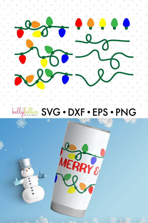 Seamless Christmas Light Strands | SVG DXF EPS PNG Cut Files | Free for Personal Use