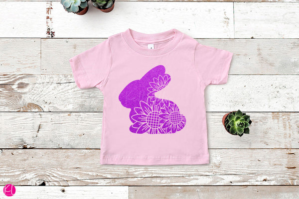 Freebie Friday | Floral Mandala Easter Bunny Cut File in Glitter on a Toddler Shirt | SVG DXF EPS PNG