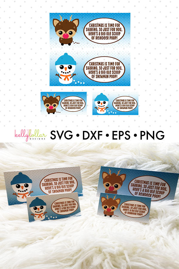 Reindeer Poop and Snowman Poop Stocking Stuffer Printables | SVG PDF EPS PNG Cut Files | Free for Personal Use