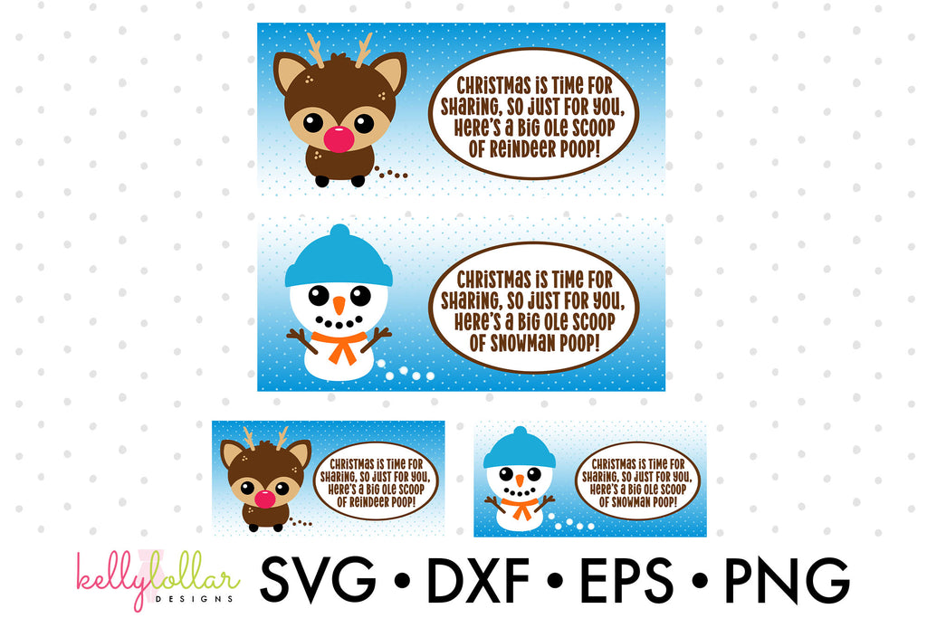 Reindeer Poop and Snowman Poop Stocking Stuffer Printables | SVG PDF EPS PNG Cut Files | Free for Personal Use