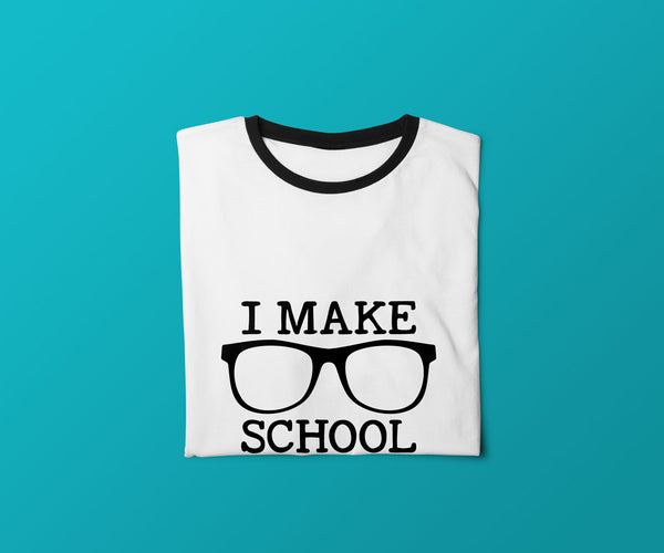 I Make School Cool SVG File on a folded shirt