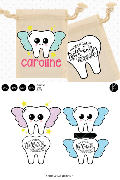 Tooth Fairy Character with Fun Quote for Tooth Fairy Bags or Felt Pouches | SVG DXF EPS PNG Cut Files | Free for Personal Use