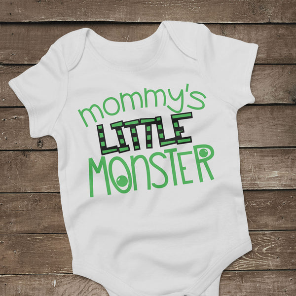 Halloween baby bodysuit with the Mommy's Little Monster svg cut file