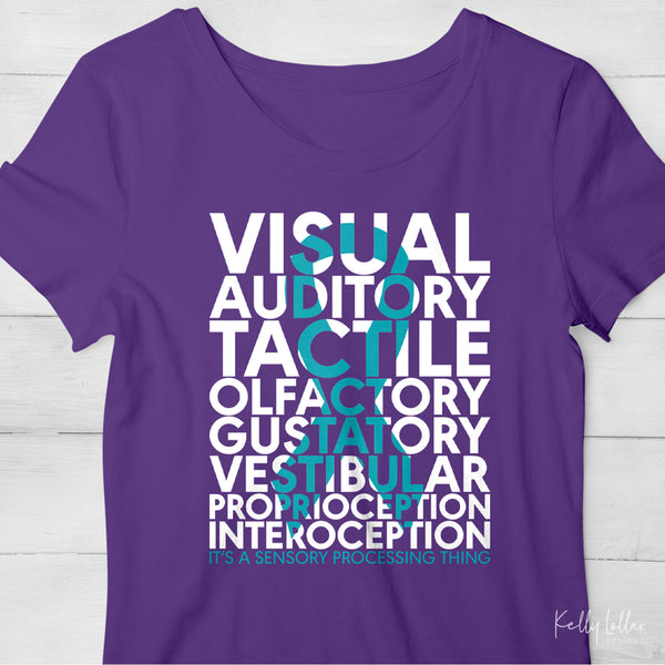 Freebie Friday | Women's shirt with the Sensory Processing Disorder Awareness svg cut file