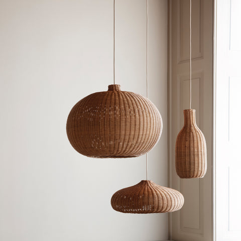 Ferm Living hand-braided rattan ceiling pendant light series, available from someday designs 