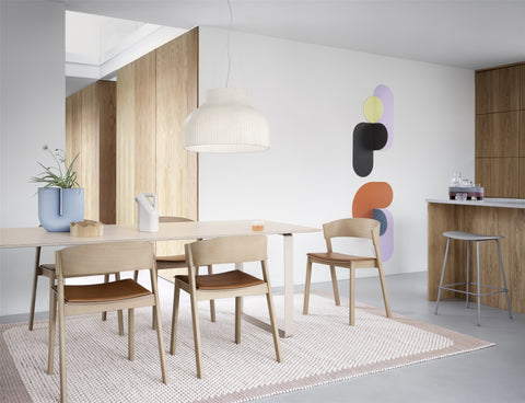 muuto cover side chair, muuto pebble rug, muuto strand pendant shop now at someday designs