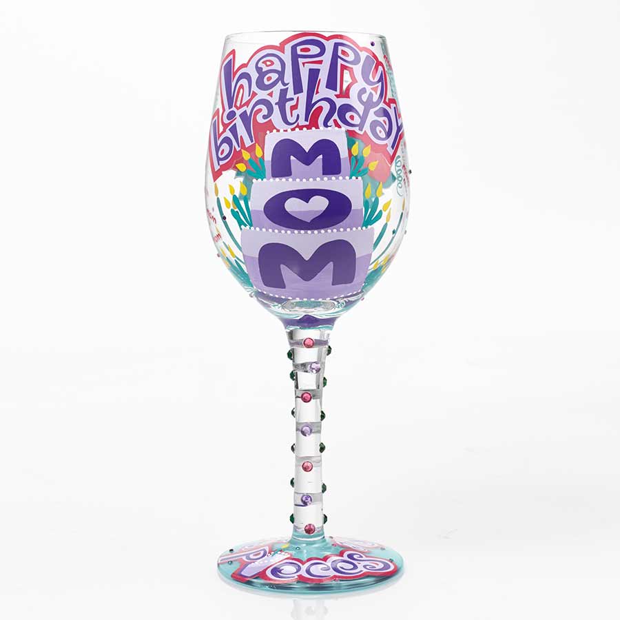 made from artisan-blown glass, this wine glass is hand-painted