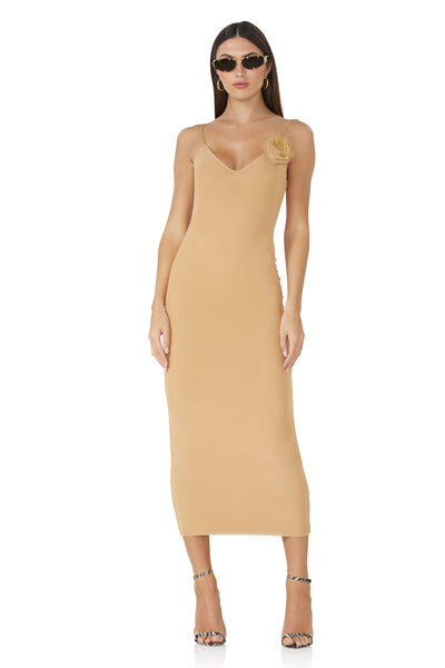 Amina Rosette Mesh Dress - Nude