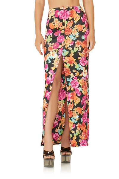 Miso Maxi Skirt - Noir Rose Bouquet