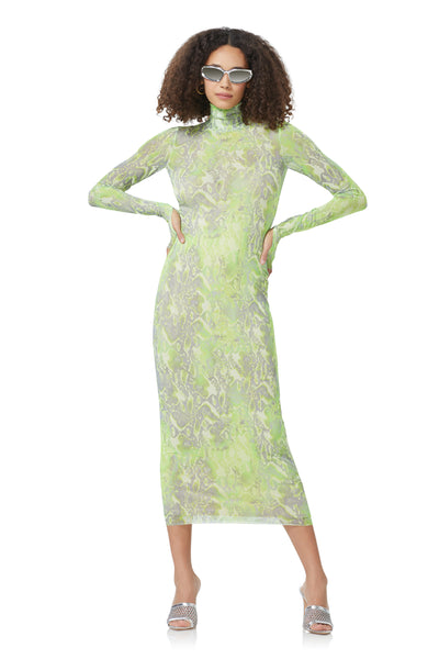 Shailene Dress - Lime Abstract Snake