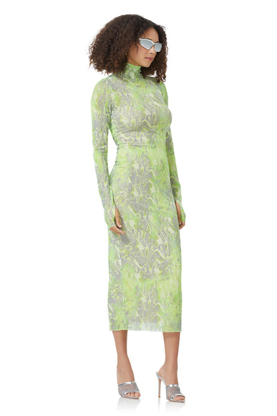 Shailene Dress - Lime Abstract Snake