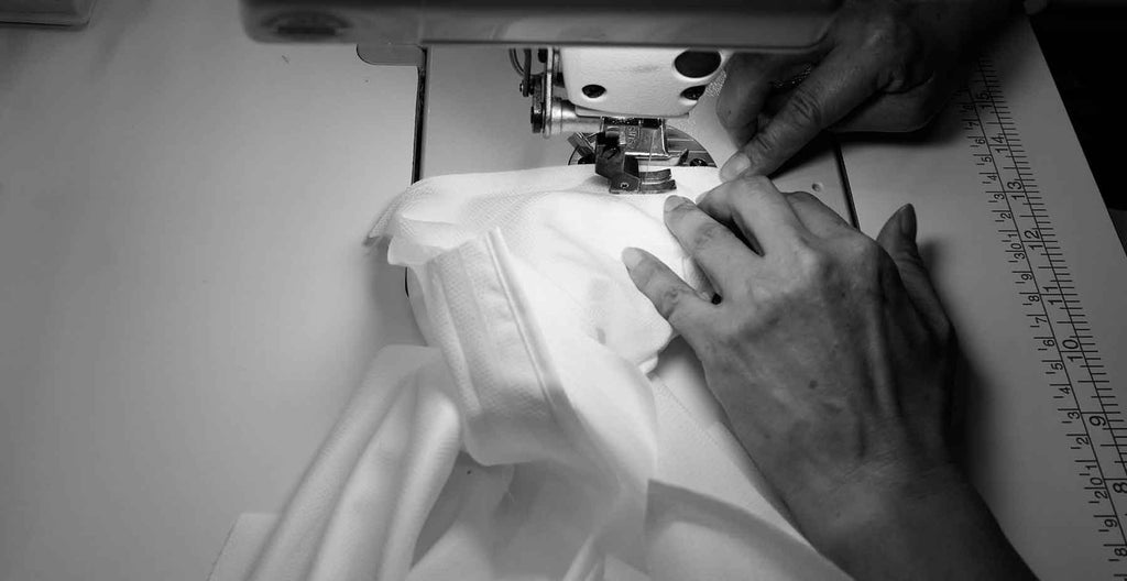 Tailor stitching white dress custom made-to-measure men's shirt from MILK Shirts