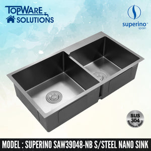SUPERINO SUS304 Stainless Steel NANO BLACK Sink SAW39048-NB, Kitchen Sinks, SUPERINO - Topware Solutions