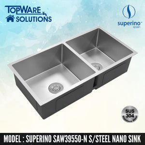 SUPERINO SUS304 Stainless Steel NANO Sink SAW39550-N, Kitchen Sinks, SUPERINO - Topware Solutions