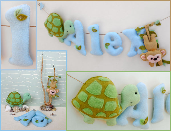 Personalised Name Banner for a boy with wild animal