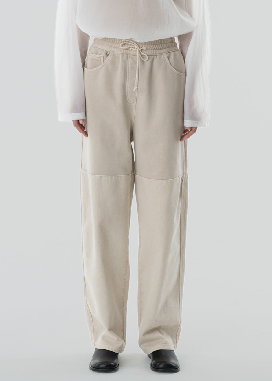 Amomento Drawstring Denim Pants - Beige