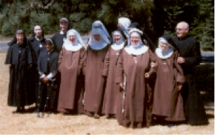 The Franciscan Sisters of Christ the King. The congregation's founders, Fr. Eugene Heidt and Mother Mary Herlinda, are on the right.