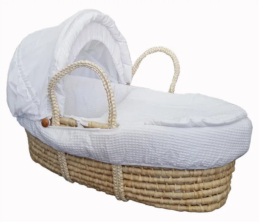 Natural Moses Basket Linen Set Mb01 White Waffle Stand Is Not