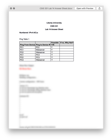CSIS 331 CSIS331 Lab 14 Answer Sheet - Liberty