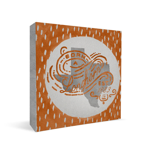 Texas Longhorns Born a Fan Square Shelf Block