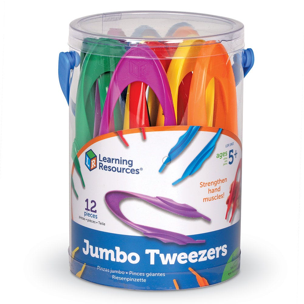 12 Jumbo Easy Grip Plastic Kid's Tweezers Learning Resources Sen CHEAPEST 