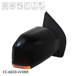 2015-2018 Ford F150 Passenger Side Power Door Mirror (Standard Type; w- Power Adjust Glass; w-o Side View Camera; w-o Turn Signal; Manual Folding) FO1321522