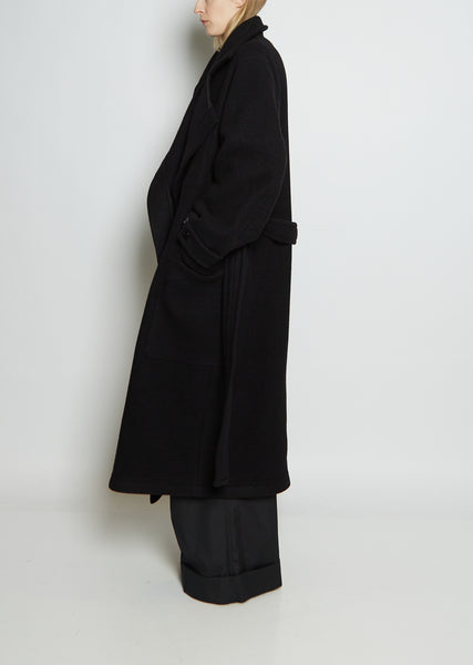 Unisex Wool Wrap Coat — Black