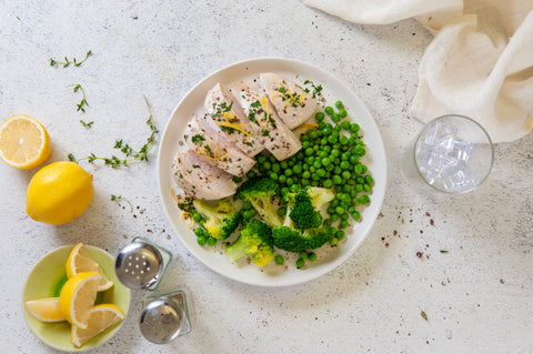 Lemon chicken with greens