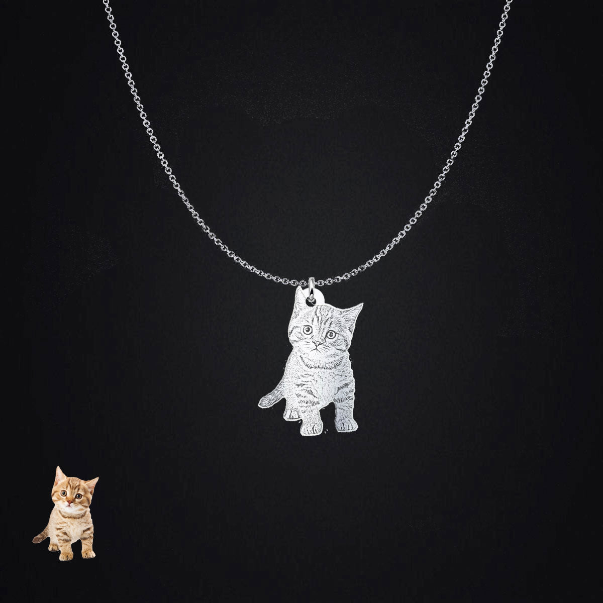 Silhouette Pendant - Love Kitty Cat