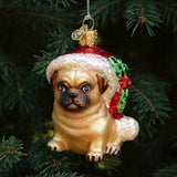 Holly Hat Pug Christmas Tree Decoration