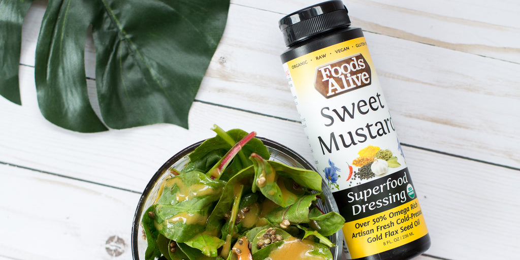 Organic Sweet Mustard Salad Dressing | Artisan Cold-Pressed Golden Flax Oil | Raw, Vegan, Kosher | Foods Alive