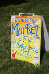 Sign welcoming visitors James Bay Market in Victoria BC
