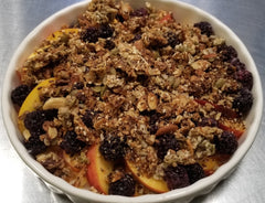 Late summer fruit no bake no grain crumble.