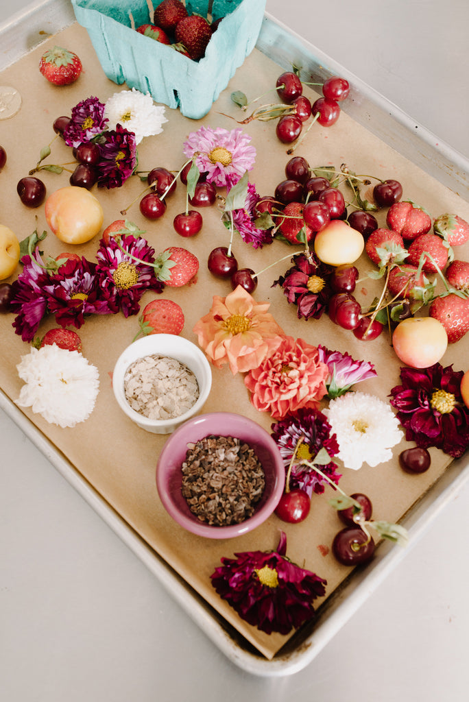 Emily Aumiller's tray of baking ingredients along with flowers.  