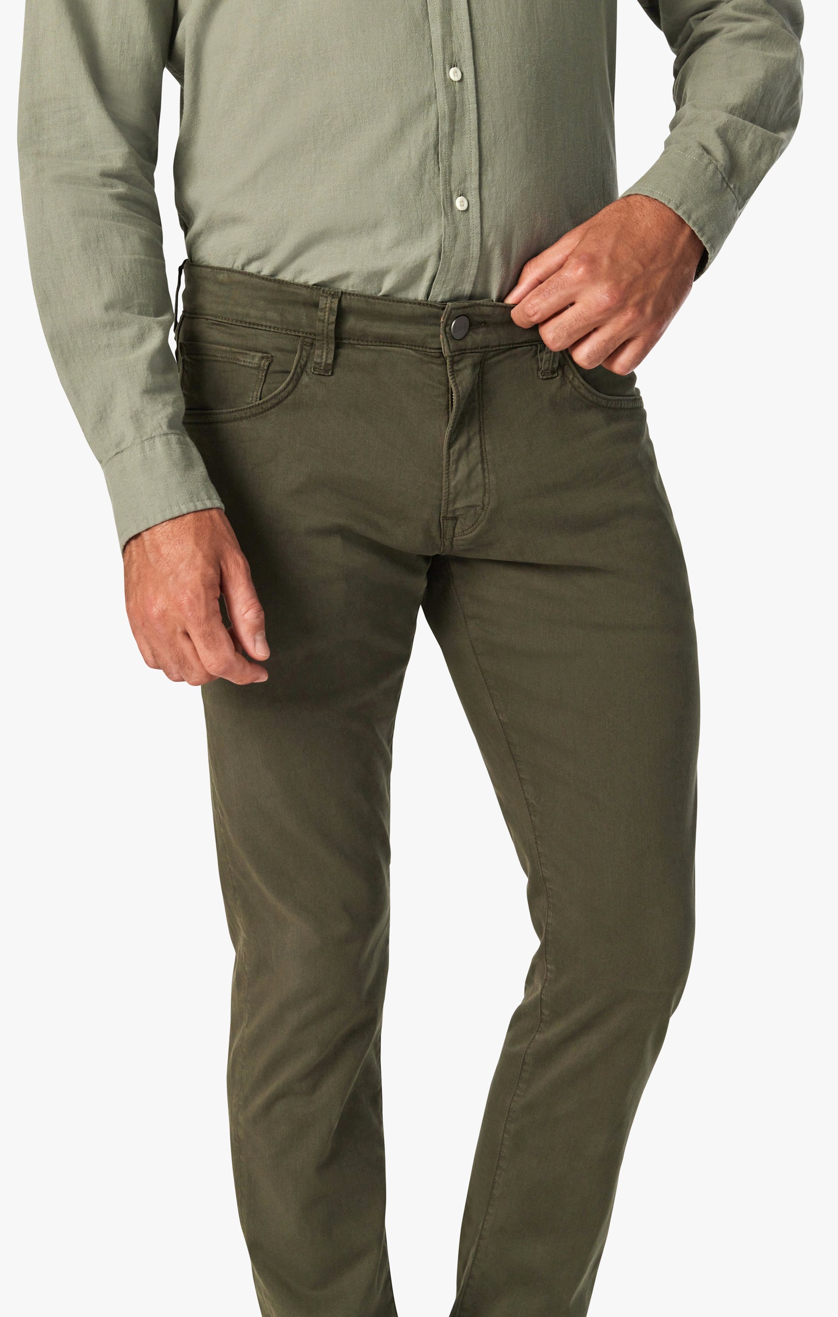Courage Straight Leg Pants In Green Twill Image 5