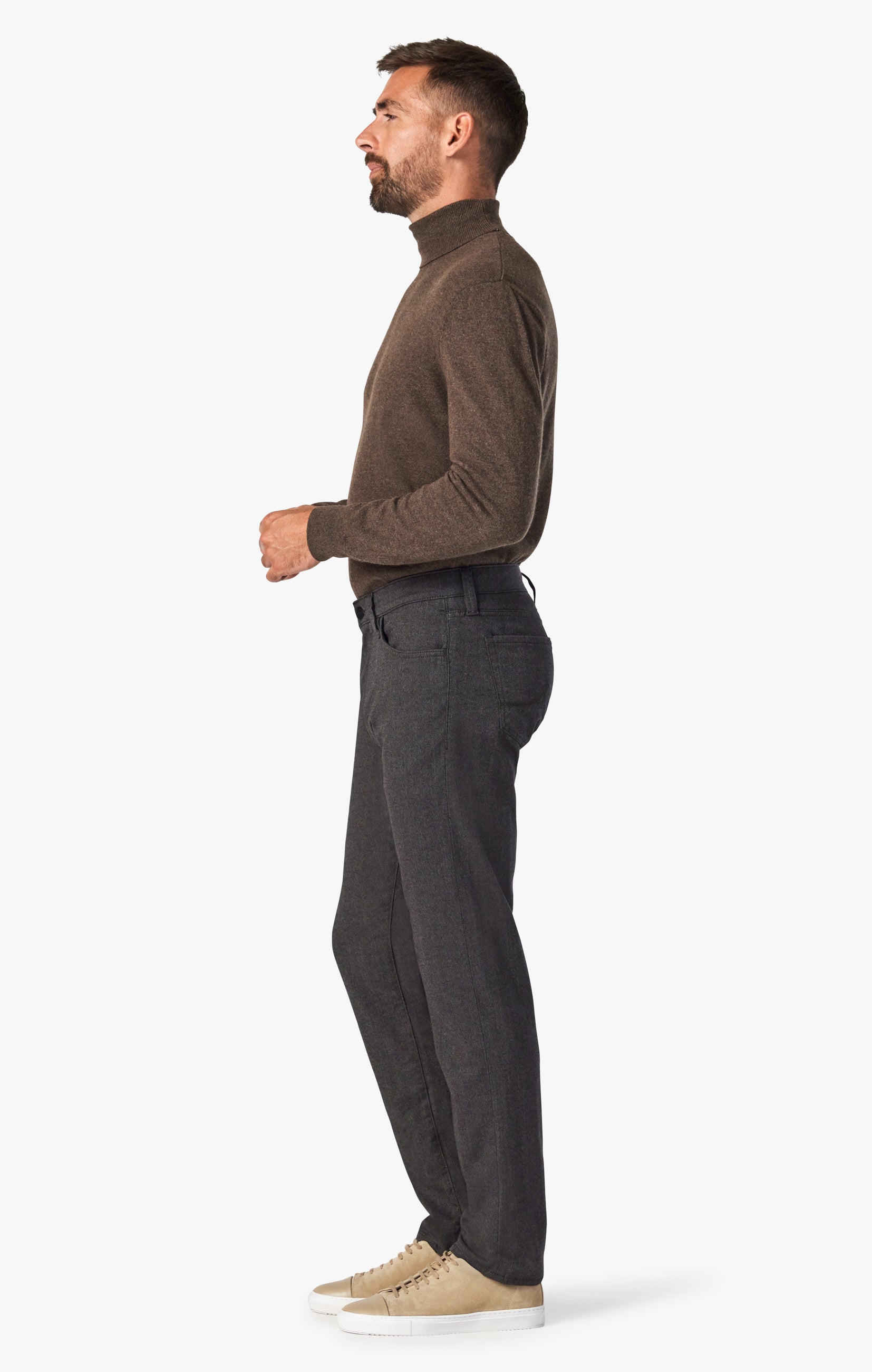 Cool Tapered Leg Pants In Anthracite Herringbone Image 2