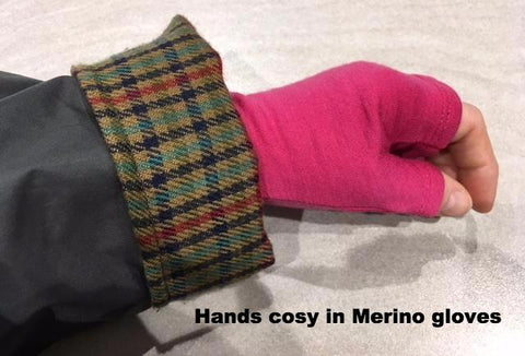 cosy fingers in merino fingerless gloves