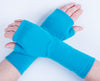 fingerless lightweight merino wool gloves in turquoise