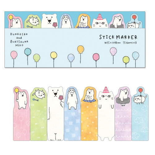 Kumaotto's Polar Bear & Cat Stick Marker Sticky Notes (120 sheets)