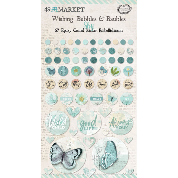 Epoxy Coated Wishing Bubbles & Baubles Sky 67/Pkg 49 And Market