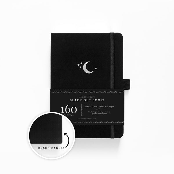 The Blackout Book - A5 Silver Crescent Blackout Dot Grid Notebook