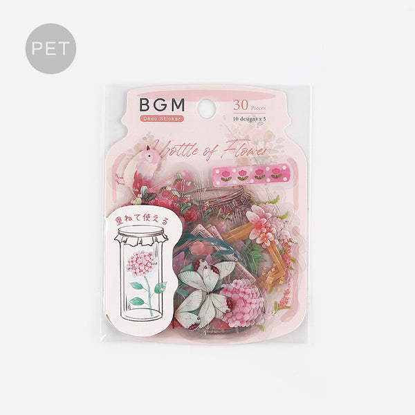 A Bottle Of Flower Pink Clear Sticker (30 pieces)