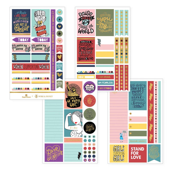Along with your weekly plans, be sure to keep all of the important causes top of mind with these wire and honey 'Hustle for Justice' planner stickers.