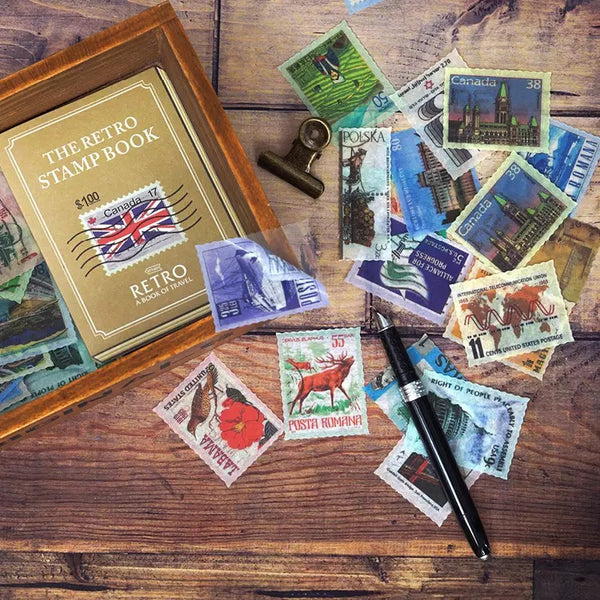 The Retro Stamp Book Flake Sticker 30pcs