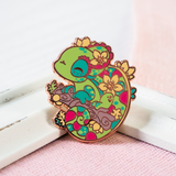 Jewelled Chameleon Enamel Pin on Trading Card