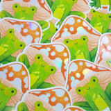Mushroom Frog Holographic Vinyl Sticker