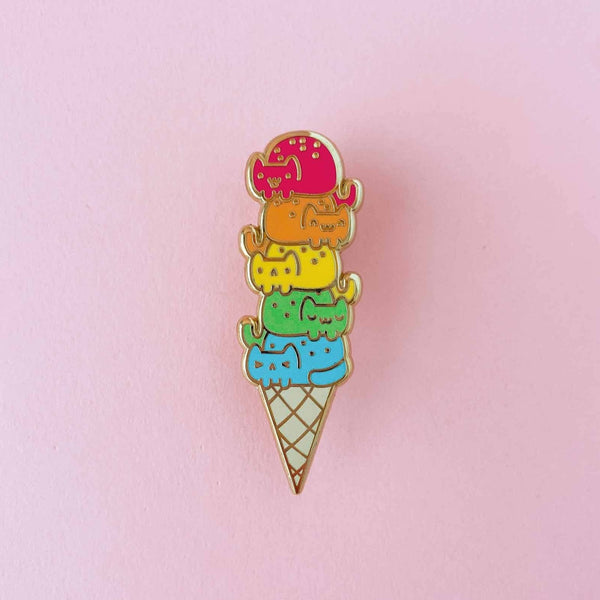 Rainbow Ice Cream Cone Cats Enamel Pin