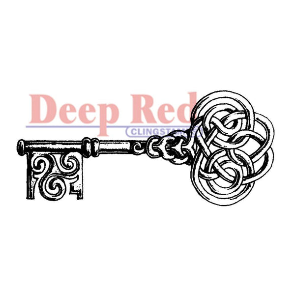 Celtic Key Rubber Stamp • Deep Red Cling Stamp