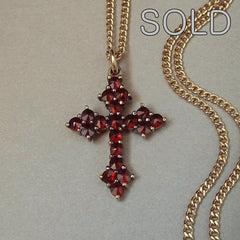 Antique Bohemian Garnet Cross Pendant 1