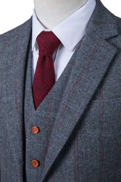 grey checked tweed suit